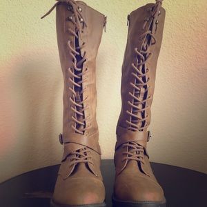 Stylish dark tan tall boots